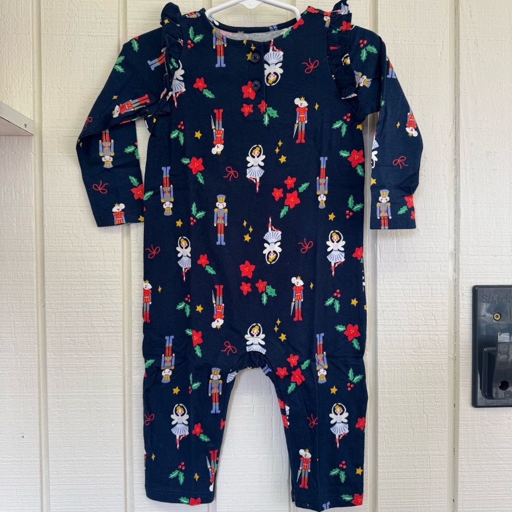 Old Navy Nutcracker Ballet Ruffle Romper Baby Girl outfit ballerinas 6-12 months